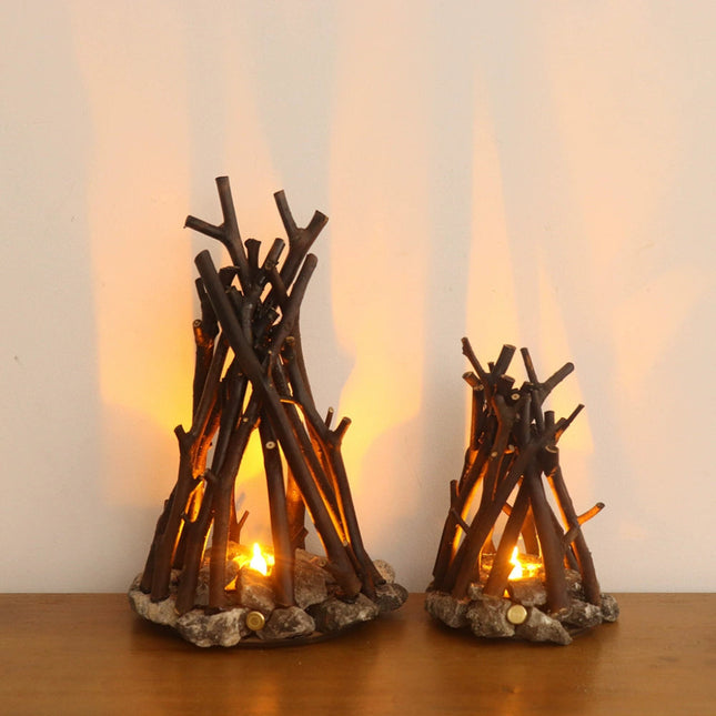 Creative Retro Tree Branch LED Night Light Handmade Bonfire Style 3D Desktop Ornament Home Decoration