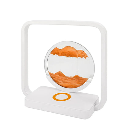 Wireless Charging Quicksand Painting Table Lamp USB Stepless Dimming LED Night Light Three-Color Temperature Dynamic Hourglass for Bedroom