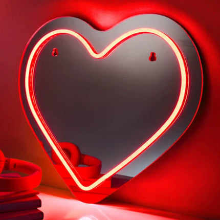 Cartoon Neon Characters Makeup Mirror – Acrylic Light For Bedroom, Bathroom, Or Vanity