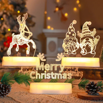 Cozy Christmas Decorative LED Lights 3D  Light String Acrylic Base Neon Atmosphere Night Light Decorative Ornament