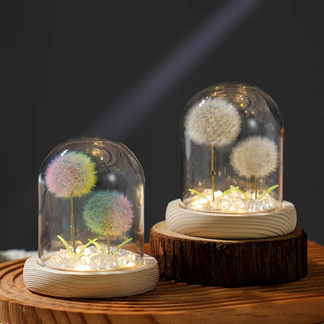 Real Dandelion Glass Dome Ornament – Handmade Desktop Decoration & Romantic Holiday Gift for Girls