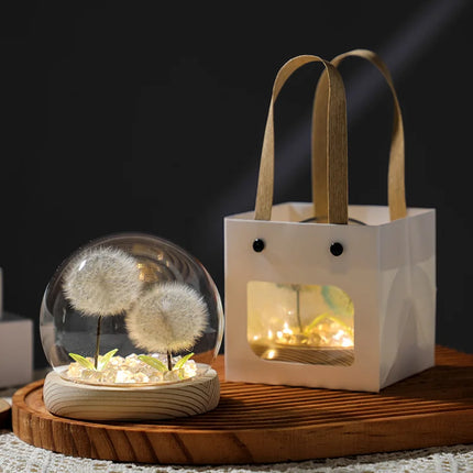 Real Dandelion Glass Dome Ornament – Handmade Desktop Decoration & Romantic Holiday Gift for Girls
