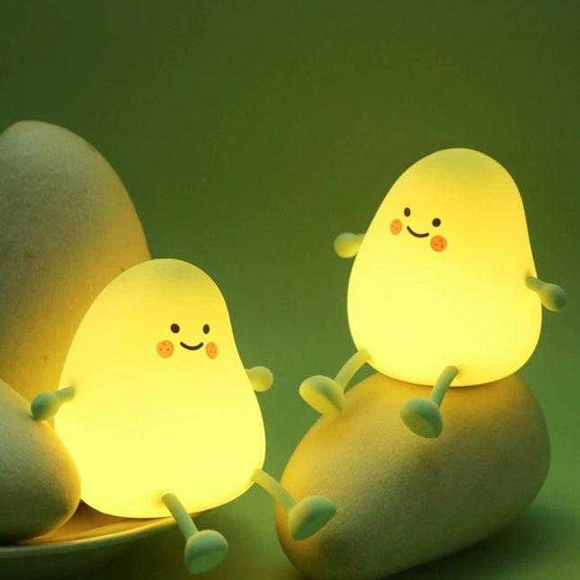 Small Green Mango Silicone Lamp – Timed Pat Night Light & Phone Holder For Kids