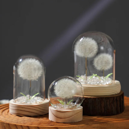 Real Dandelion Glass Dome Ornament – Handmade Desktop Decoration & Romantic Holiday Gift for Girls