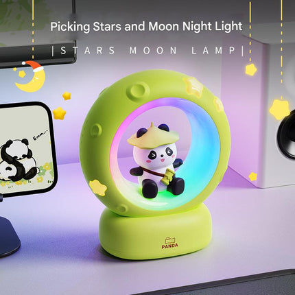 Cute Night Light for Girls – Atmospheric Cat Lamp, “Pick the Stars, Embrace the Moon”, Birthday Gift & Decorative Ornament