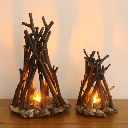 Creative Retro Tree Branch LED Night Light Handmade Bonfire Style 3D Desktop Ornament Home Decoration