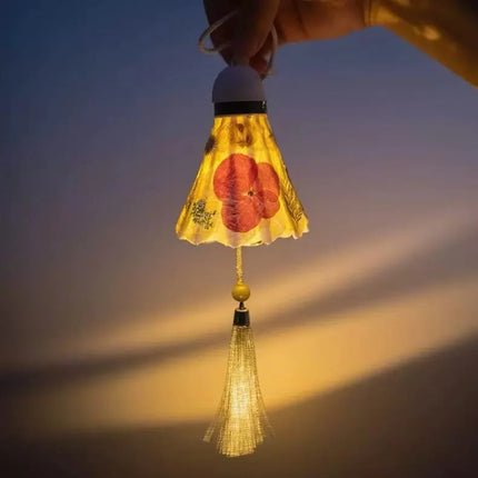 DIY Handmade Mid-Autumn Festival Night Light Kit Dried Flowers Badminton Pendant Ancient Style Craft Material for Gift Creation