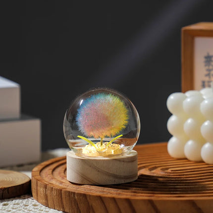Real Dandelion Glass Dome Ornament – Handmade Desktop Decoration & Romantic Holiday Gift for Girls