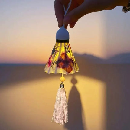 DIY Handmade Mid-Autumn Festival Night Light Kit Dried Flowers Badminton Pendant Ancient Style Craft Material for Gift Creation