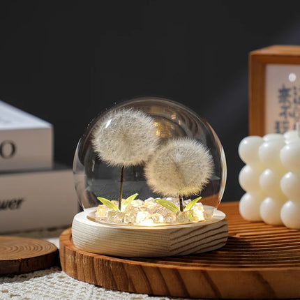 Real Dandelion Glass Dome Ornament – Handmade Desktop Decoration & Romantic Holiday Gift for Girls