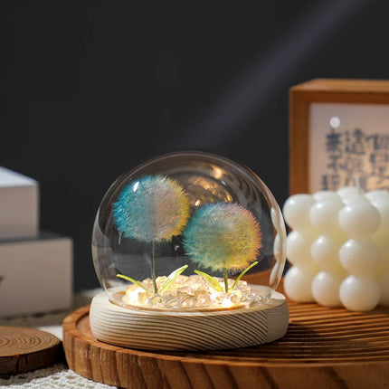 Real Dandelion Glass Dome Ornament – Handmade Desktop Decoration & Romantic Holiday Gift for Girls