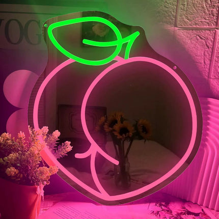 Cartoon Neon Characters Makeup Mirror – Acrylic Light For Bedroom, Bathroom, Or Vanity