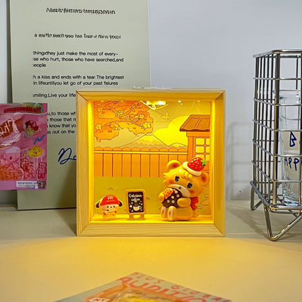 Cartoon Food Play Night Light Wooden Ornament Children's Bedroom Sleeping Lamp Home Decoration
