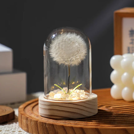 Real Dandelion Glass Dome Ornament – Handmade Desktop Decoration & Romantic Holiday Gift for Girls
