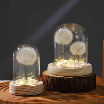 Real Dandelion Glass Dome Ornament – Handmade Desktop Decoration & Romantic Holiday Gift for Girls