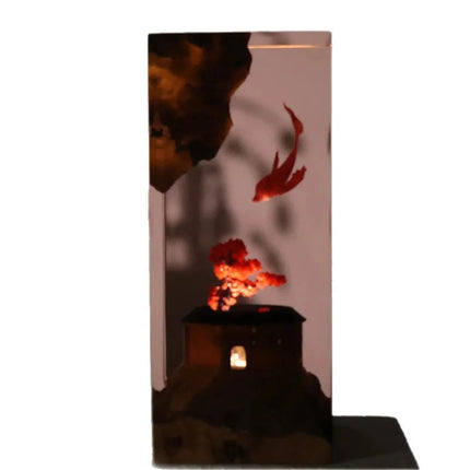 Chinese Style Big Fish Begonia Resin Night Light 3D Relief Craft Ornament Creative Bedroom Atmosphere Decoration