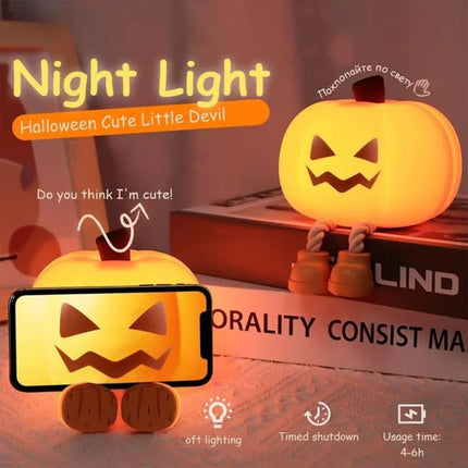 Pumpkin Silicone Night Light – Cute Halloween & Easter Decorative Lamp with Warm Eye-Protection Glow for Cozy Sleep