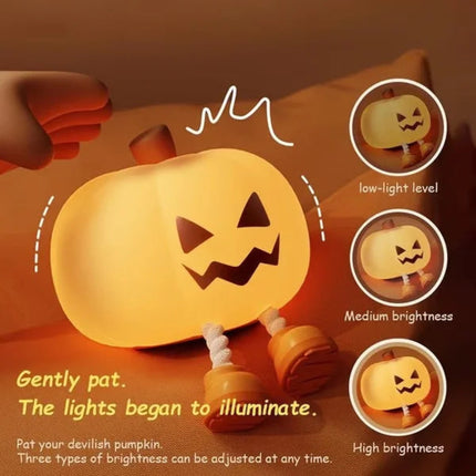 Pumpkin Silicone Night Light – Cute Halloween & Easter Decorative Lamp with Warm Eye-Protection Glow for Cozy Sleep