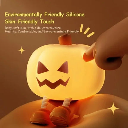 Pumpkin Silicone Night Light – Cute Halloween & Easter Decorative Lamp with Warm Eye-Protection Glow for Cozy Sleep
