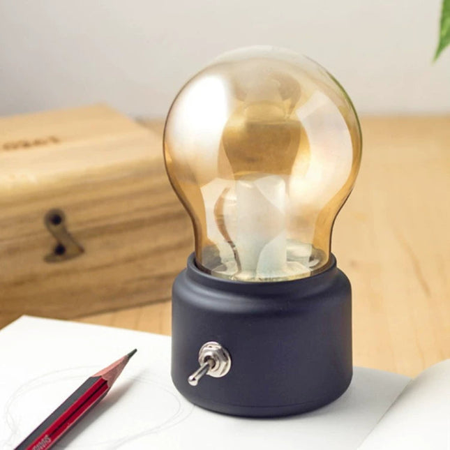 Creative Retro British Light Bulb Lamp – Rechargeable USB Night Light for Bedside or Cabinet