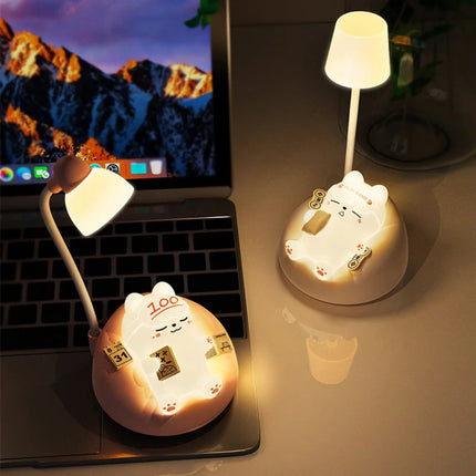 Cute Sleeping Cat Night Light 3-Speed Pat Lamp Bedside Eye Protection Feeding Light for Bedroom