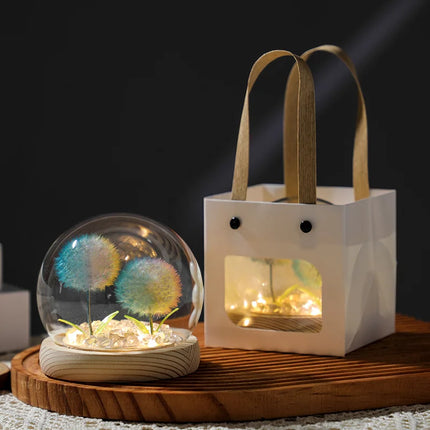 Real Dandelion Glass Dome Ornament – Handmade Desktop Decoration & Romantic Holiday Gift for Girls