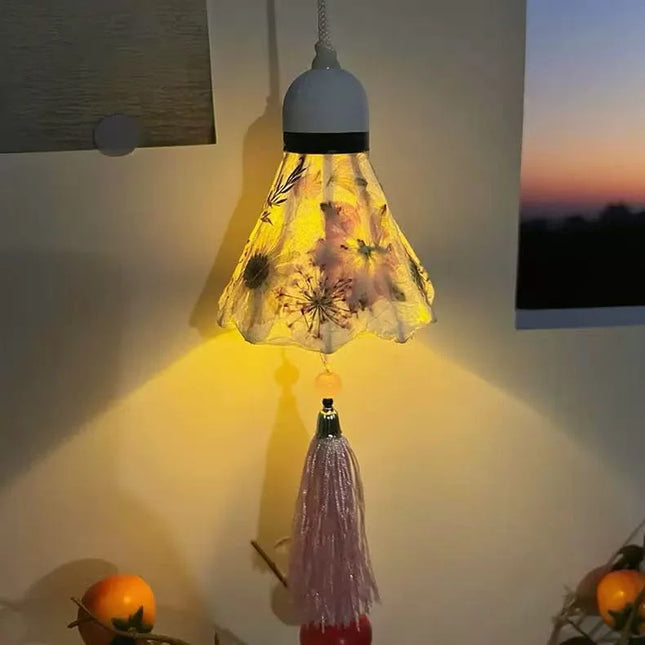 DIY Handmade Mid-Autumn Festival Night Light Kit Dried Flowers Badminton Pendant Ancient Style Craft Material for Gift Creation