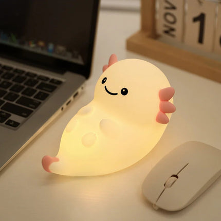 Hexagon Dinosaur Silicone Night Light – USB Rechargeable 3-Level Tap Control LED Lamp with Colorful Timer & Bedside Mood Lighting