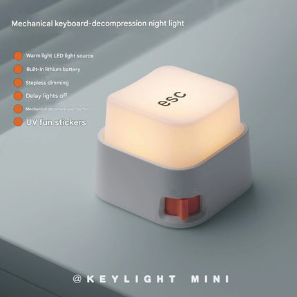 Mini Keyboard Night Light – Creative Rechargeable LED Desk Lamp & Decompression Atmosphere Light for Bedroom Bedside Decor