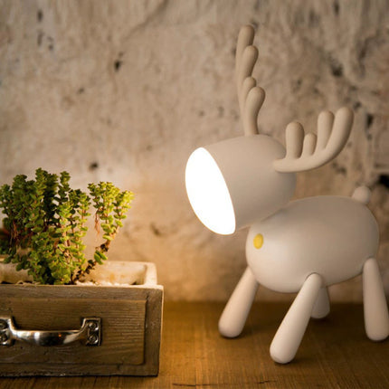 Cartoon Deer LED Night Light USB Rechargeable Silicone Elk Lamp for Kids Study Desk or Bedroom