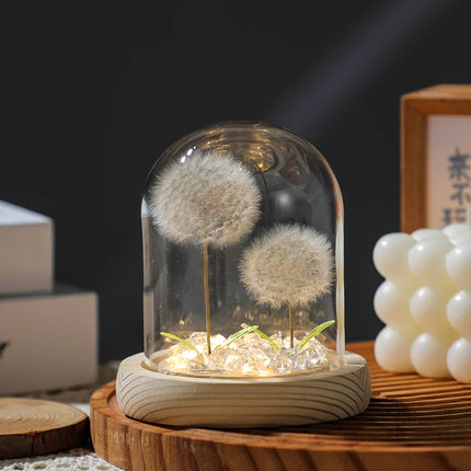Real Dandelion Glass Dome Ornament – Handmade Desktop Decoration & Romantic Holiday Gift for Girls