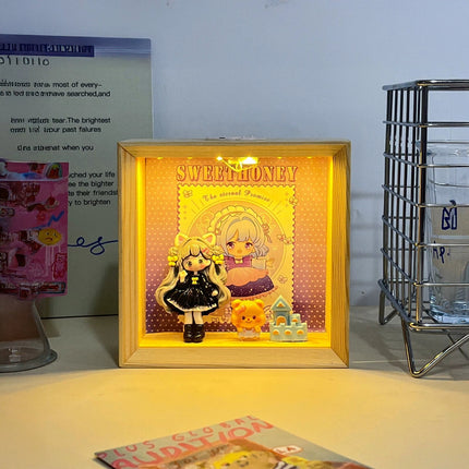 Cartoon Food Play Night Light Wooden Ornament Children's Bedroom Sleeping Lamp Home Decoration