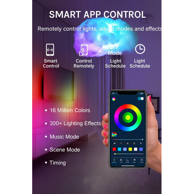 Fantasy Cloud Light DIY Kit – Smart App-Controlled Modular Cloud Lamp, Popular Amazon Home Decor, Creative Lighting for Kids and Adults