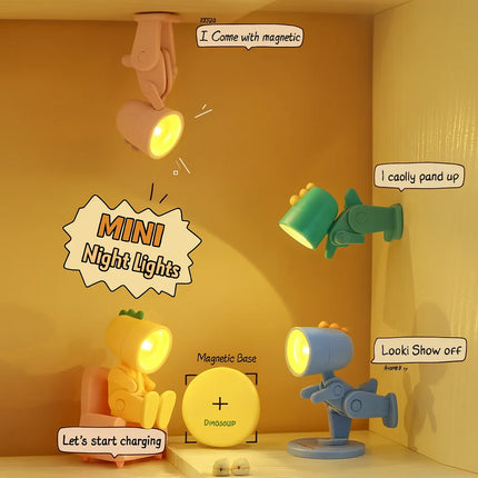 Rechargeable mini dino night light