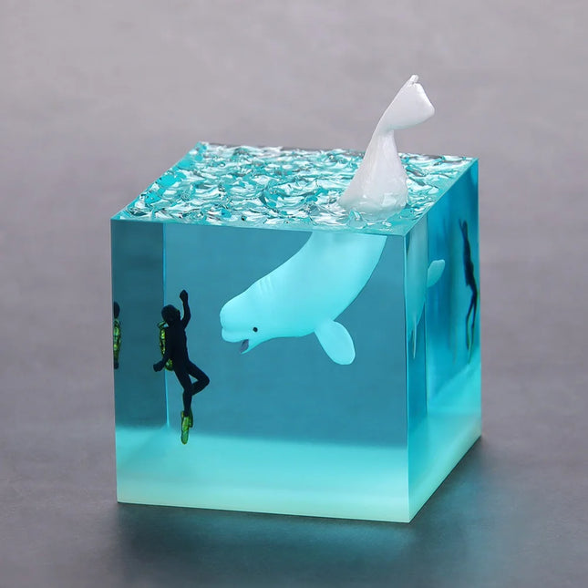 Resin Cube Whale Lamp
