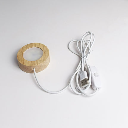 Round wood LED display base

