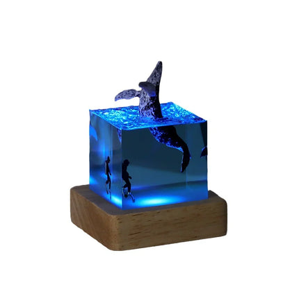 Whale Art Resin Cube Lamp

