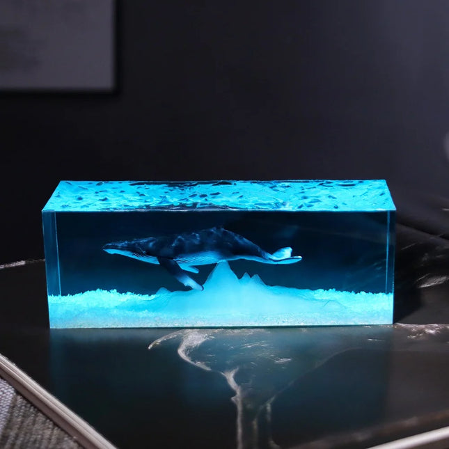 Whale in Resin Block Lamp

