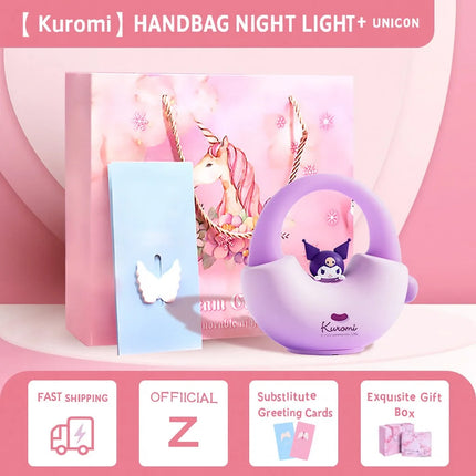 Hello Kitty Handbag Silicone Night Light Rechargeable Pat Lamp Creative Bedside Atmosphere Light for Bedroom and Gifts
