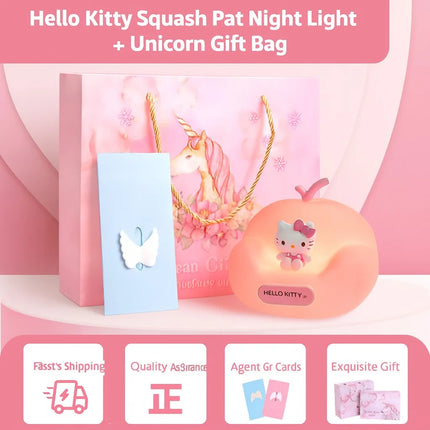Hello Kitty Handbag Silicone Night Light Rechargeable Pat Lamp Creative Bedside Atmosphere Light for Bedroom and Gifts