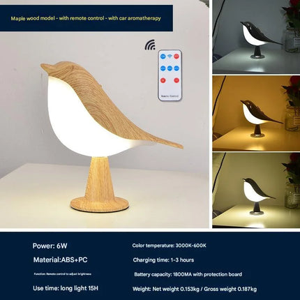 Wooden Bird Lamp for Desk

