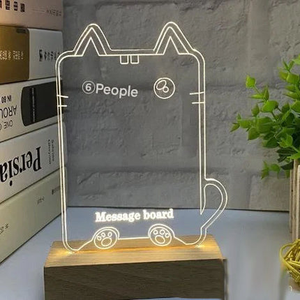 Wooden Base Handwritten Night Light – Luminous Beech Desktop Message Board Lamp for Creative Notes, Graffiti & Gift Writing Desk Lamp