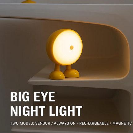 Big Eyes Human Body Sensor Night Light Soft Eye Protection LED Magnetic Wardrobe Bed Hallway Bedside Lamp