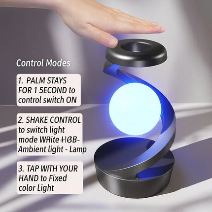 LED Desk Lamp with Wireless Charging – Rotating Suspension, Dimmable Nightstand Light for Bedroom/Home Office