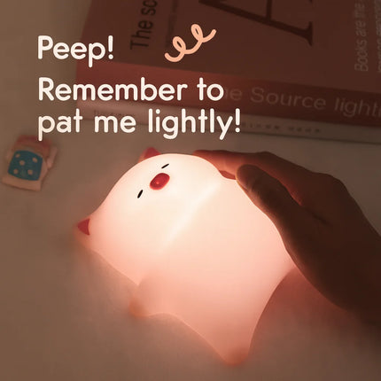Popular Lying Flat Pig Pat Lamp – Silicone Night Light with Timer, Bedside Charging Lamp, Bedroom Atmosphere Light