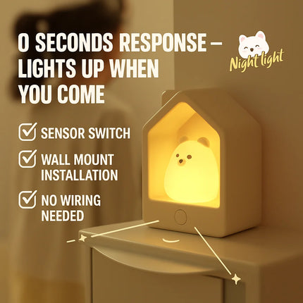 Rabbit Cartoon Night Light Baby Eye Protection LED Human Body Induction Bedside Lamp Dormitory Festival Atmosphere Light