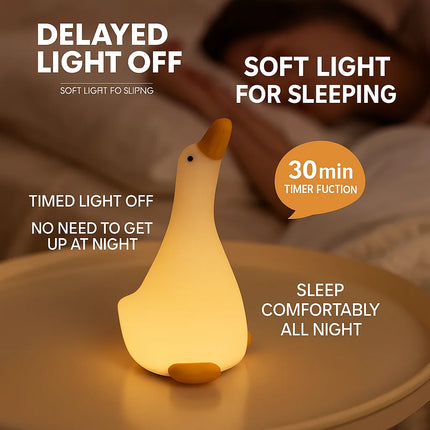 Looking Up Duck Silicone Night Light Pat Lamp Eye Protection LED Bedside Lamp for Children's Bedroom Timing Atmosphere Light Gift