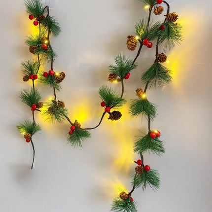 LED Christmas Bell & Pine Cone String Lights – Battery Decorative Indoor Garland