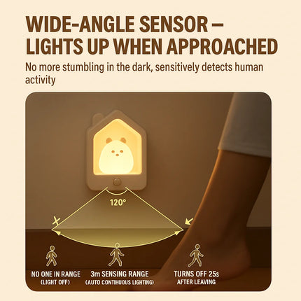 Rabbit Cartoon Night Light Baby Eye Protection LED Human Body Induction Bedside Lamp Dormitory Festival Atmosphere Light