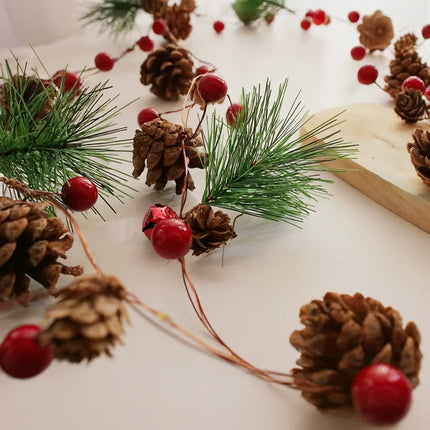 LED Christmas Bell & Pine Cone String Lights – Battery Decorative Indoor Garland